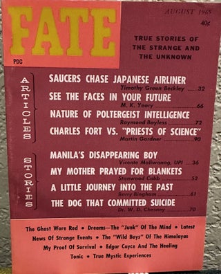 Item #5564121 Fate Magazine: True Stories of the Strange and Unknown August 1965 Vol18 No 8...