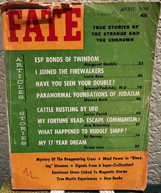 Item #5564135 Fate Magazine: True Stories of the Strange and Unknown April 1966 Vol 19 No 4 Issue...