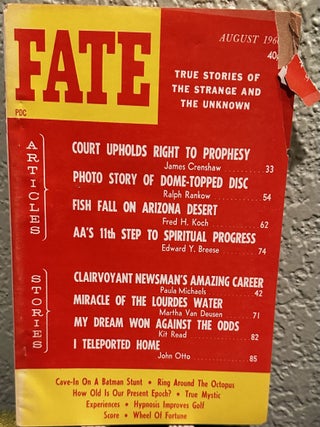 Item #5564136 Fate Magazine: True Stories of the Strange and Unknown August 1966 Vol 19 No 8...