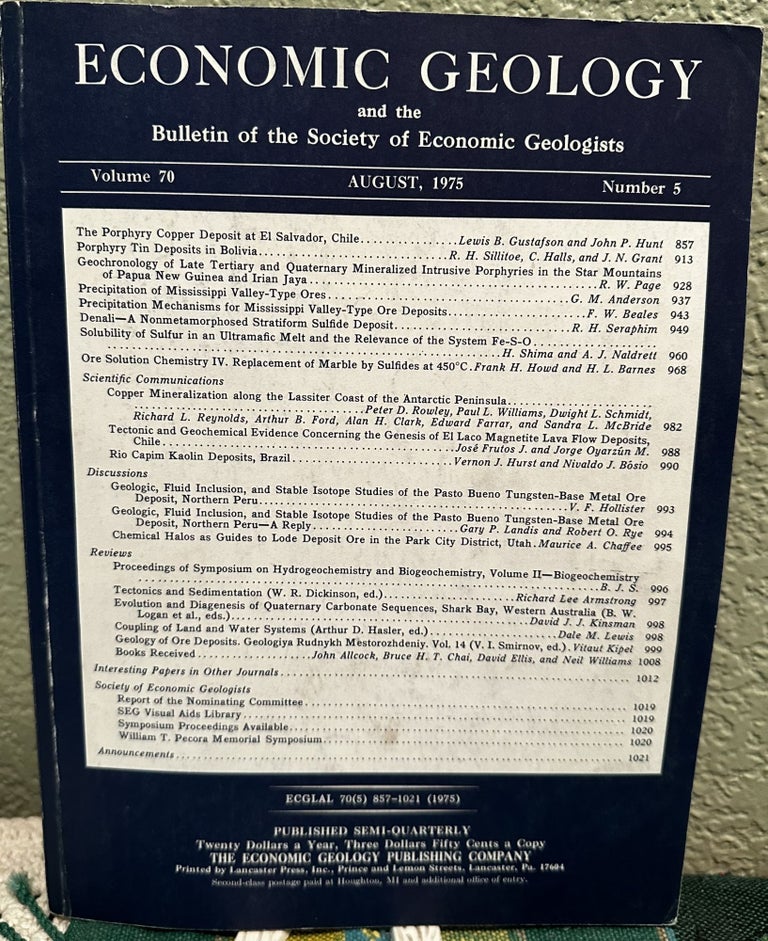 Item #5564495 Economic Geology; The Porphyry Copper Deposit at El Salvador, Chile Volume 70, Number 5, August 1975. Brian J. Skinner.