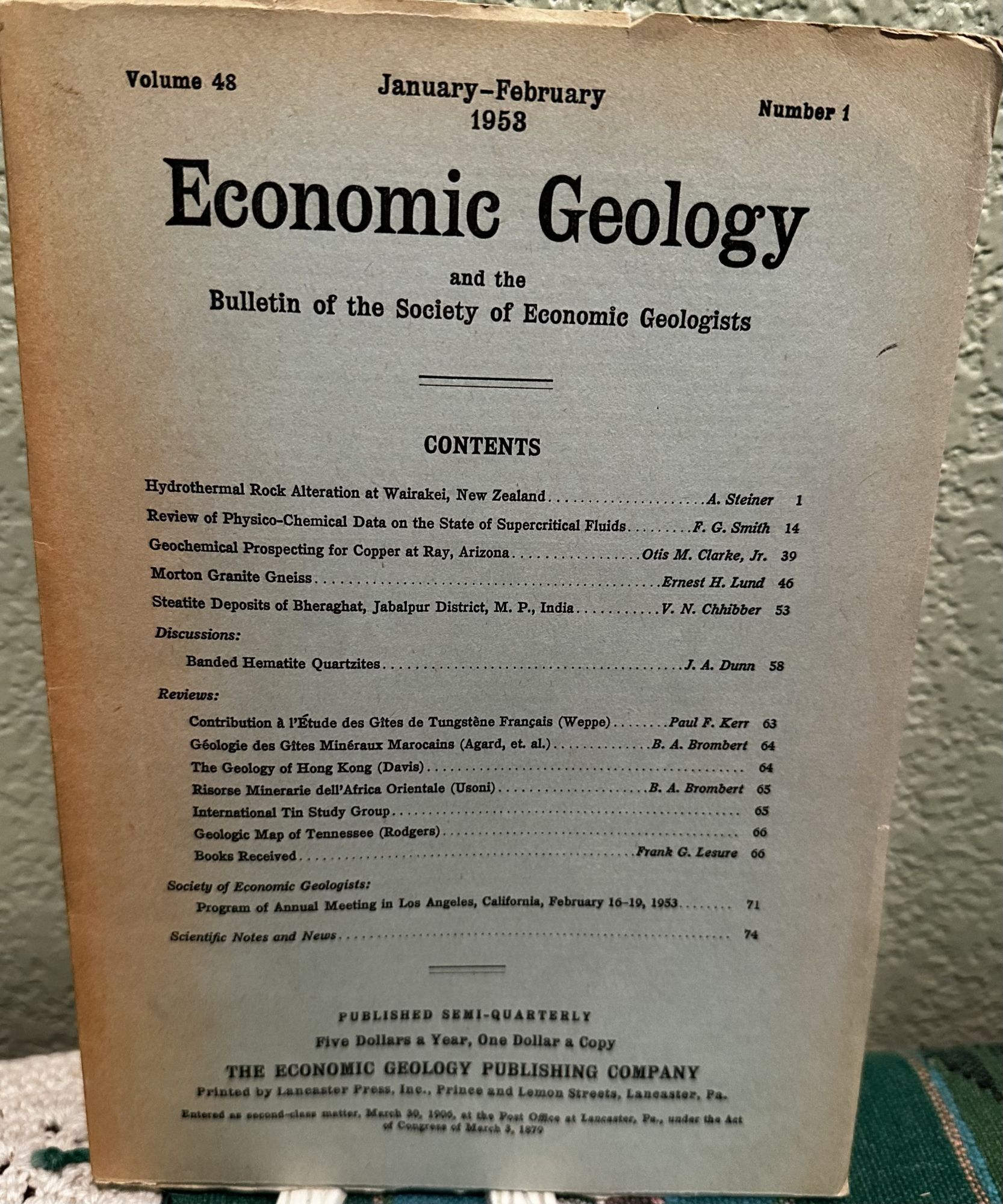 Economic Geology and the Bulletin of the Society of Economic Geologists Volume 48 Number 1. Alan Mara Bateman, Morris M. Leighton.