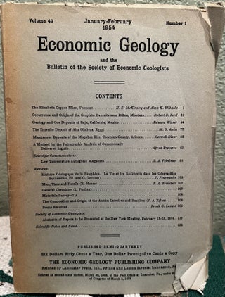 Item #5564882 Economic Geology and the Bulletin of the Society of Economic Geologists Volume 49...