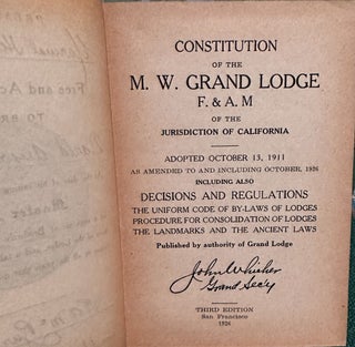 Constitution Of The M W Grand Lodge California