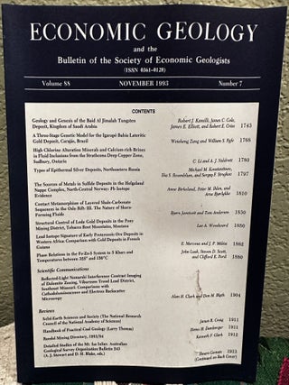 Item #5565047 Economic Geology and the Bulletin of the Society of Economic Geologists Volume 88...