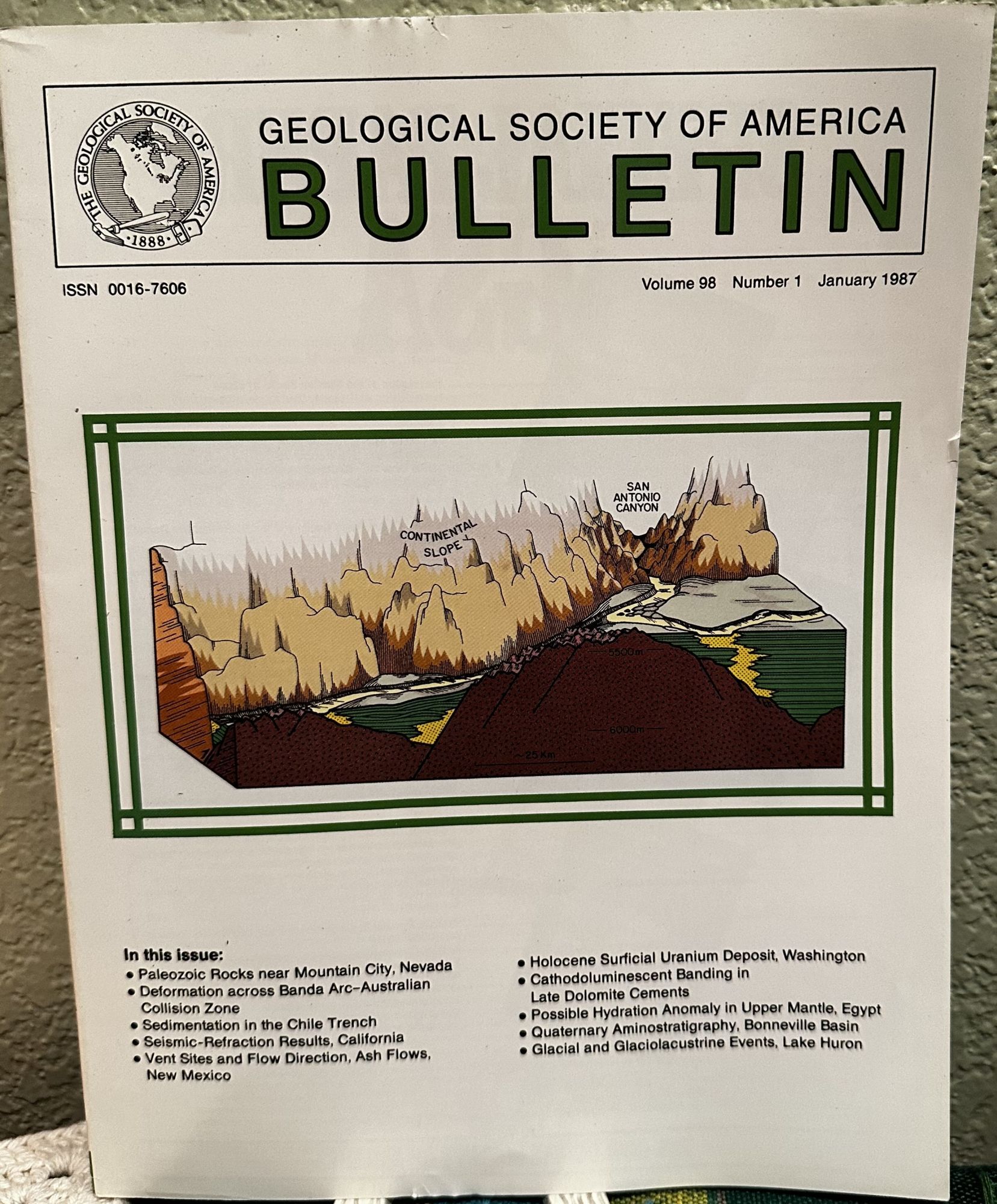 Geological Society of America Bulletin Volume 98 Number 1 January 1987. The Geological Society of America.
