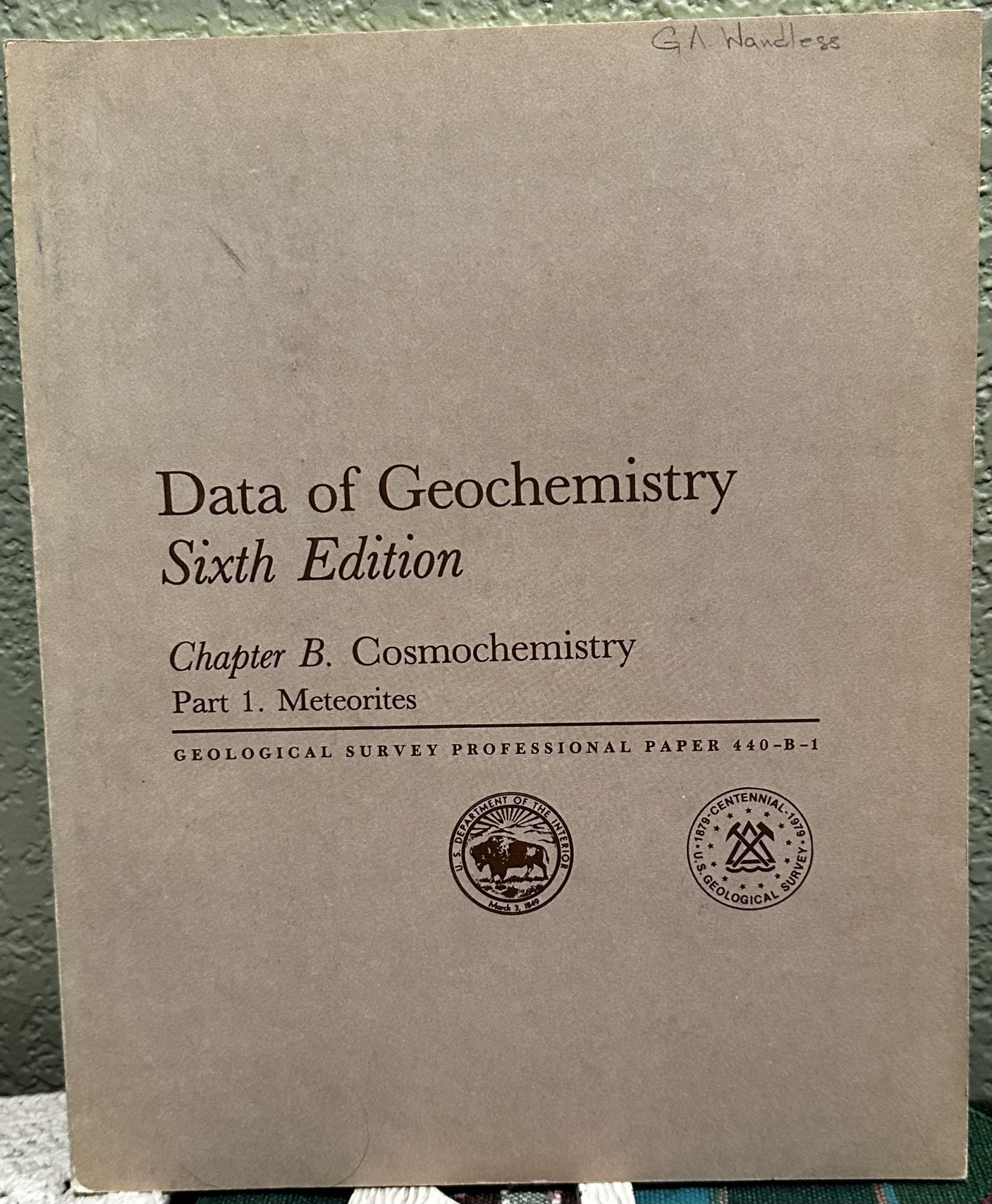 Data of Geochemistry (Sixth Edition) Chapter B. Cosmochemistry, Part 1. Meteorites, Geological. Brian Mason.