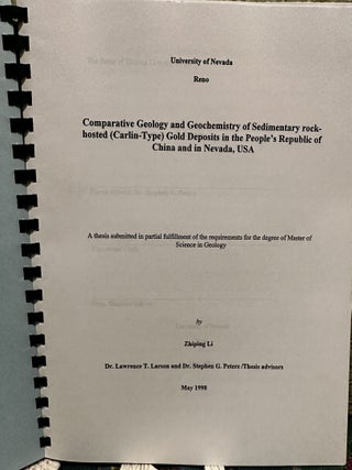 Item #5565537 Comparative Geology and Geochemistry of Sedimentary rockhosted (Carlin-Type) Gold...