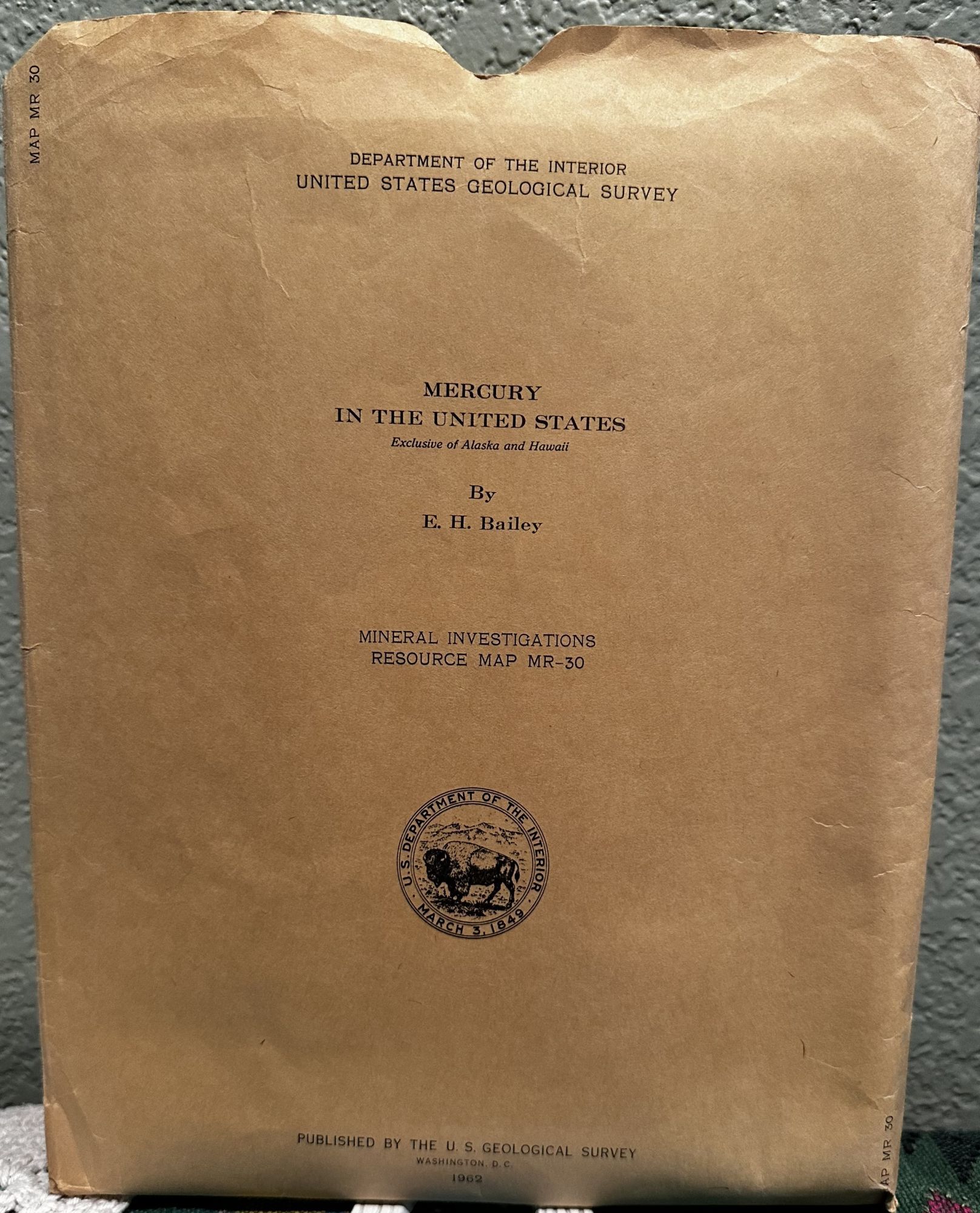 Mercury in the United States, Mineral Investigations Resource Map MR-30. E. H. Bailey.