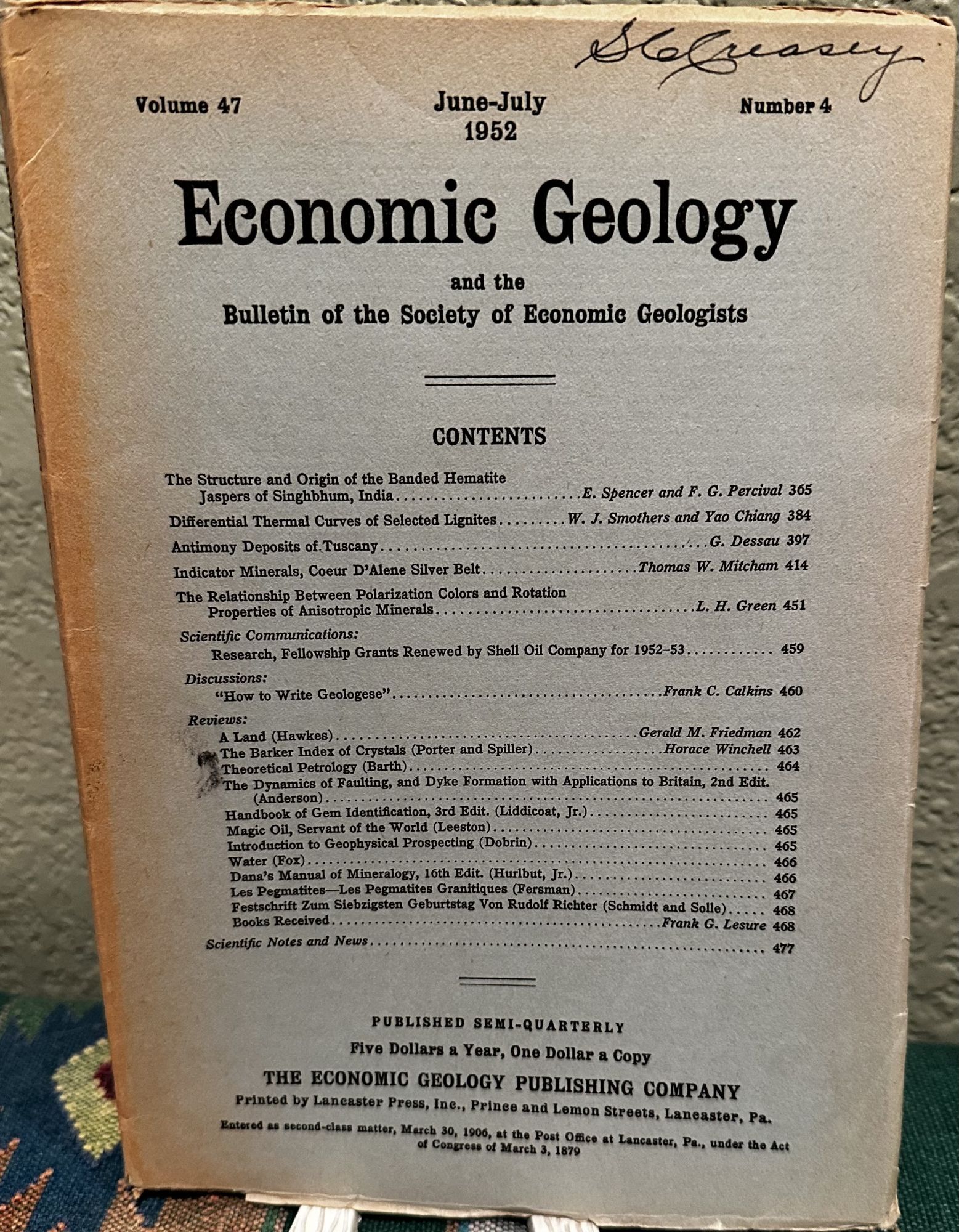 Economic Geology and the Bulletin of the Society of Economic Geologists Volume 47 Number 4. Alan Mara Bateman, Morris M. Leighton.