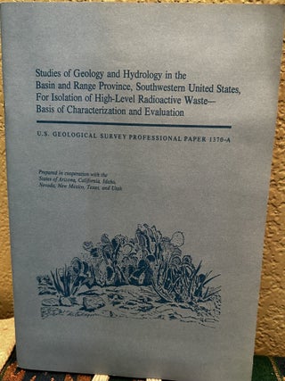 Item #5565619 Studies of Geology and Hydrology in the Basin and Range Province, Southwestern...