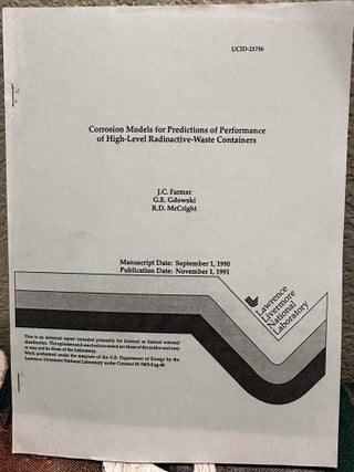 Item #5565637 Corrosion Models for Predictions of Performance of High-Level Radioactive-Waste...