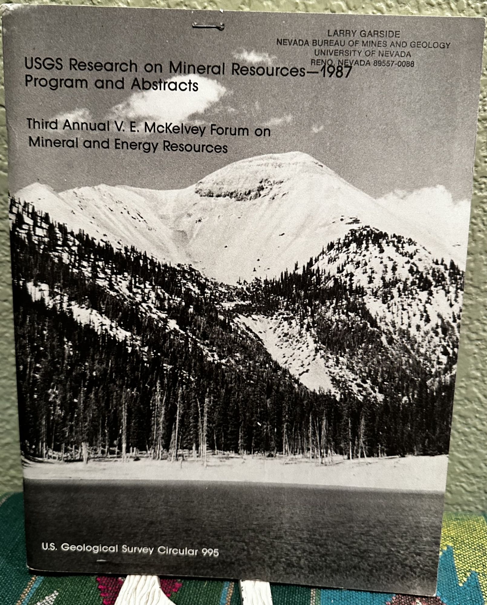 USGS Research on Mineral Resources -- 19857Program and Abstracts, U.S. Geological Survey Circular. Janet Somerville Sachs.