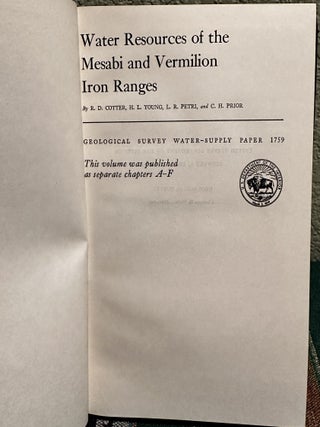 Water Resources of the Mesabi and Vermilion Iron Ranges; Geological Survey Water-Supply Paper 1759 (text & plates)