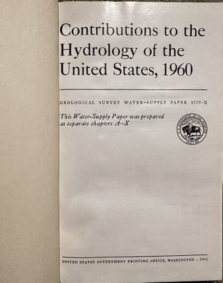 Contributions To The Hydrology Of The United States, Text, Geological Survey Water-Supply Paper 1539X (A-X)