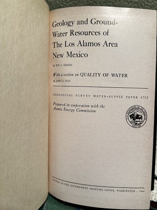 Geology and Ground-Water Resources of The Los Alamos Area New Mexico, With a section on Quality of Water. Geological Survey Water-Supply Paper 1753