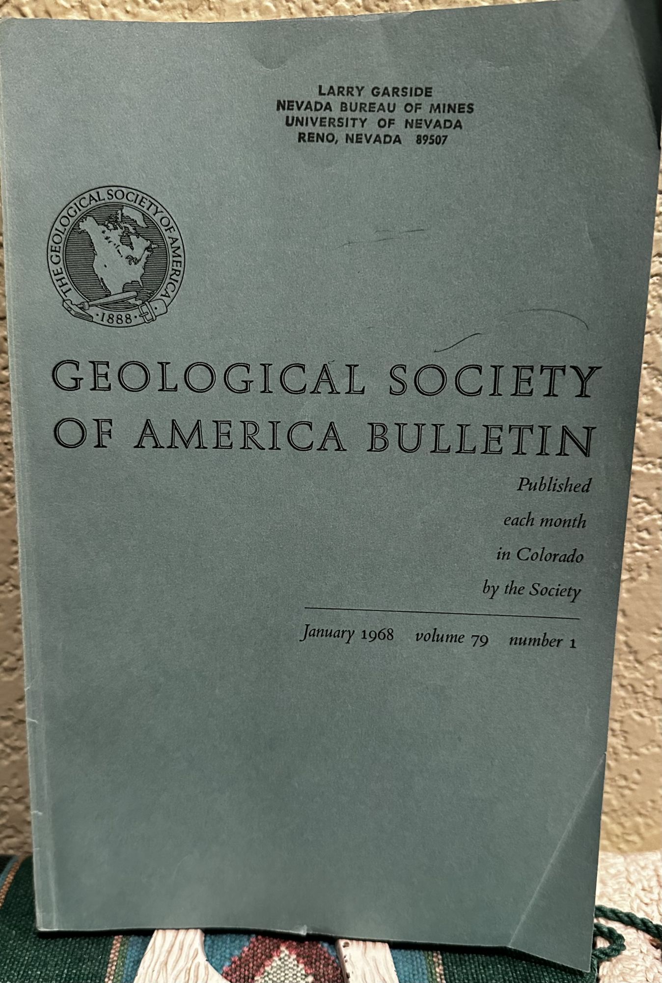Geological Society of America Bulletin, January 1968 Volume 79 Number 1. Geological Society of America Bulletin.
