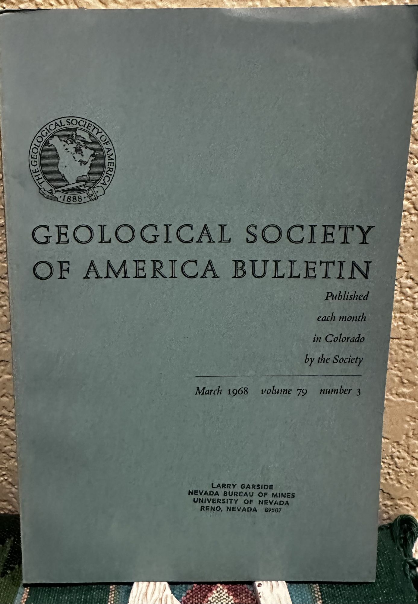 Geological Society of America Bulletin, March 1968 Volume 79 Number 3. Geological Society of America Bulletin.