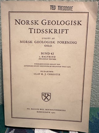 Item #5567173 Norsk Geologisk Tidsskrift (Norwegian Journal of Geology) Volume 42. Olav H. J....