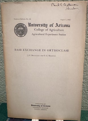Item #5567183 Base Exchange in Orthoclase, Technical Bulletin 24. J. F. Breazeale, O. C. Magistad