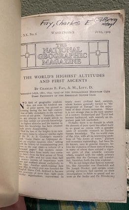 Item #5567263 The World's Highest Altitudes and First Ascents. Charles E. Fay, A. M. Litt
