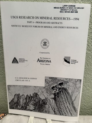 Item #5569691 USGS Research on Mineral Resources 1994; Part A - Program and Abstracts; U.S....