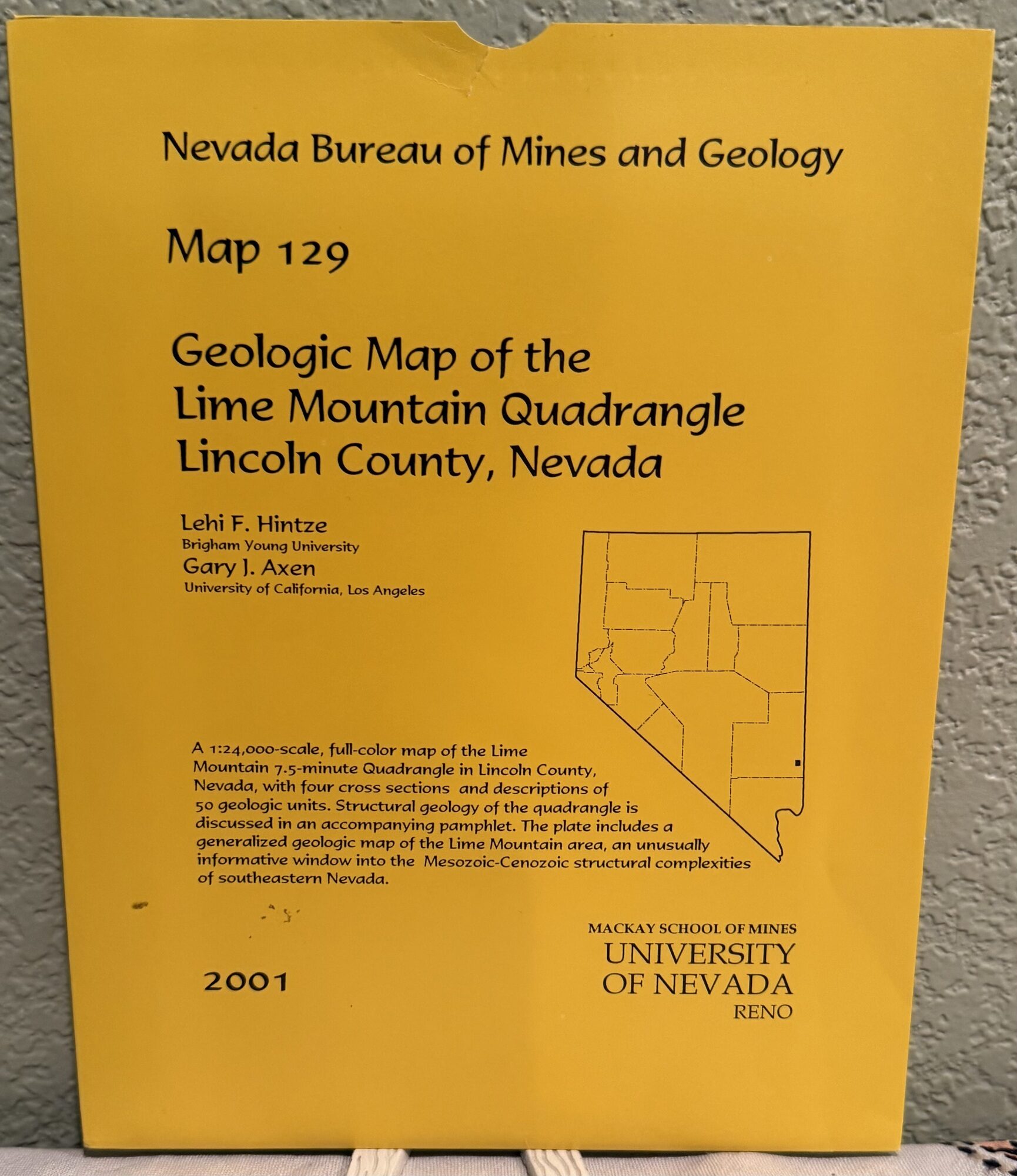 Geologic Map of the Lime Mountain Quadrangle Lincoln County, Nevada Map 129. Lehi F. Hintze, Gary J. Axen.
