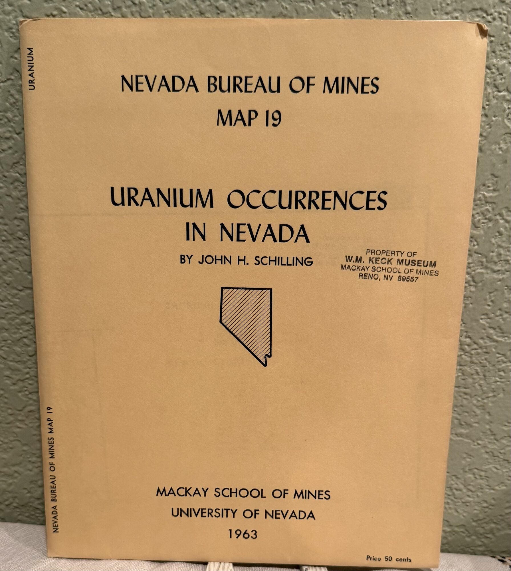 Uranium Occurrences in Nevada Map 19. Joh H. Schilling.