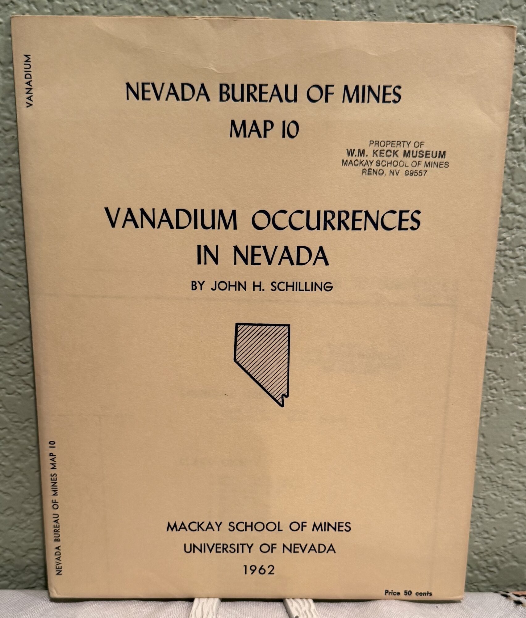 Vanadium Occurrences in Nevada Map 10. John H. Schilling.