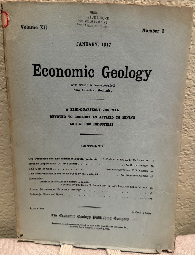 Item #5570433 Economic Geology, A Semi Quarterly Journal Devoted to Geology as Applied to Mining and Allied Industries Volume XII, No. 1, 2, 5, 6, 7, 8. John Duer Irving.