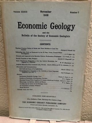 Economic Geology and the Bulletin of the Society of Economic Geologists; Volume XXXII,I 1938, No. 1-2, 4-8, Missing No. 3 May
