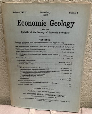 Economic Geology and the Bulletin of the Society of Economic Geologists; Volume XXXIV, 1939 No. 1-7 Missing #8