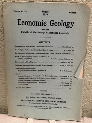 Economic Geology and the Bulletin of the Society of Economic Geologists; Volume XXXIV, 1939 No. 1-7 Missing #8