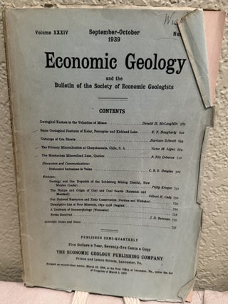 Economic Geology and the Bulletin of the Society of Economic Geologists; Volume XXXIV, 1939 No. 1-7 Missing #8