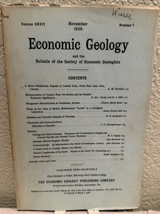 Economic Geology and the Bulletin of the Society of Economic Geologists; Volume XXXIV, 1939 No. 1-7 Missing #8