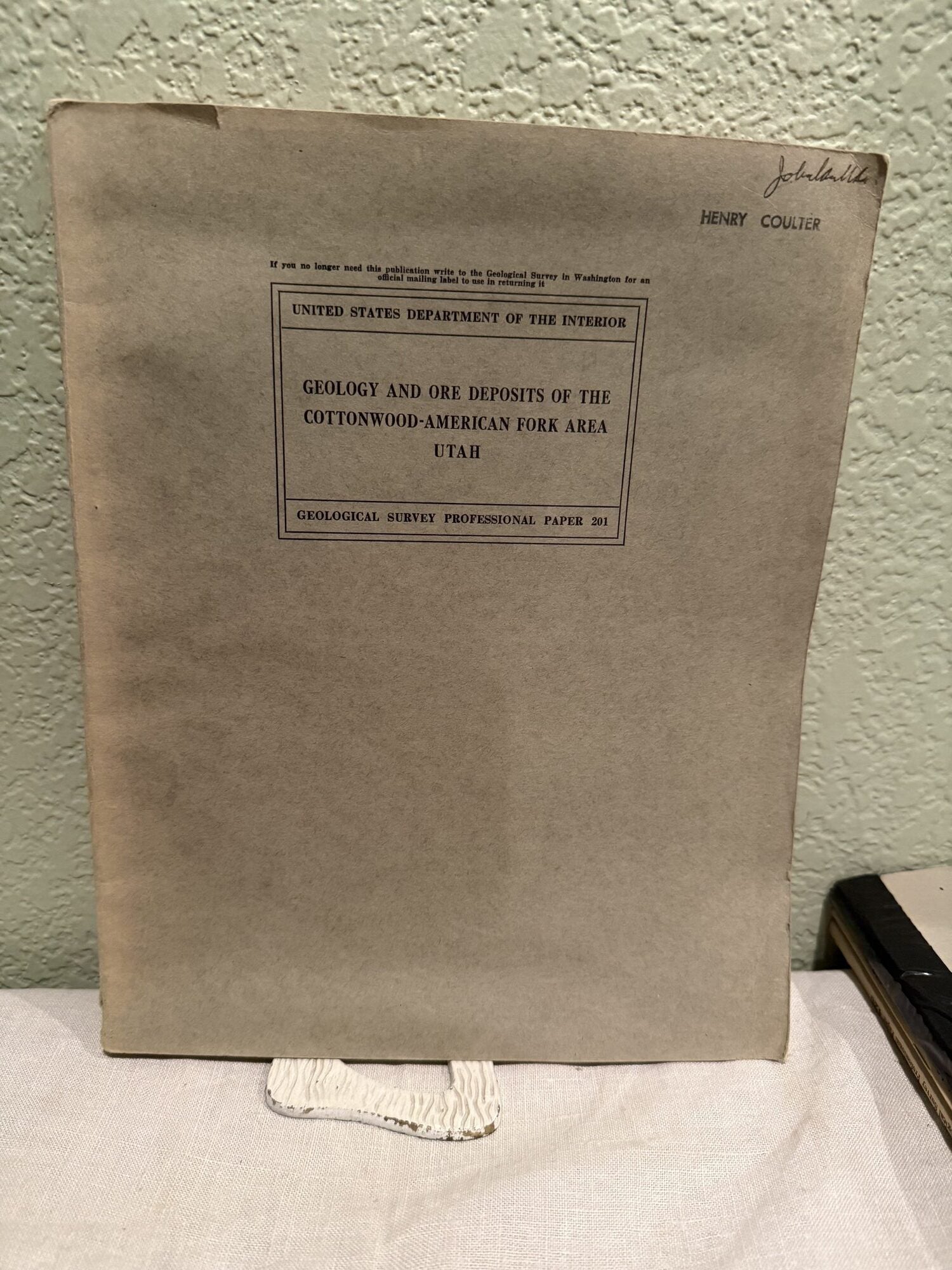 Geology and Ore Deposits of the Cottonwood-American Fork Area, Utah; With Sections on History and. F. C. Calkins, B S. Butler, V. C. Heikes.