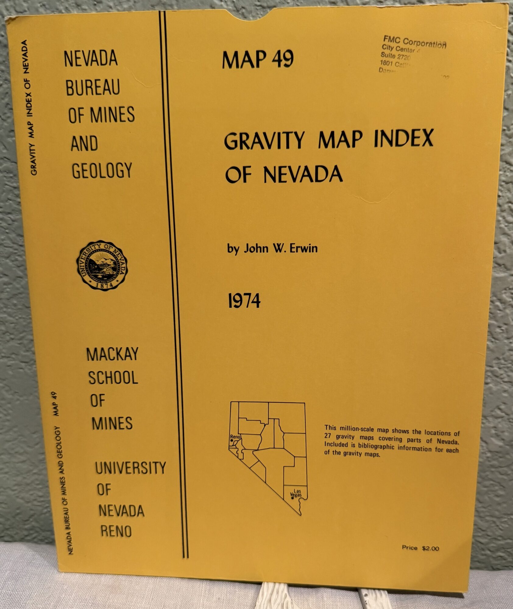 Gravity Map Index of Nevada, Map 49. John W. Erwin.