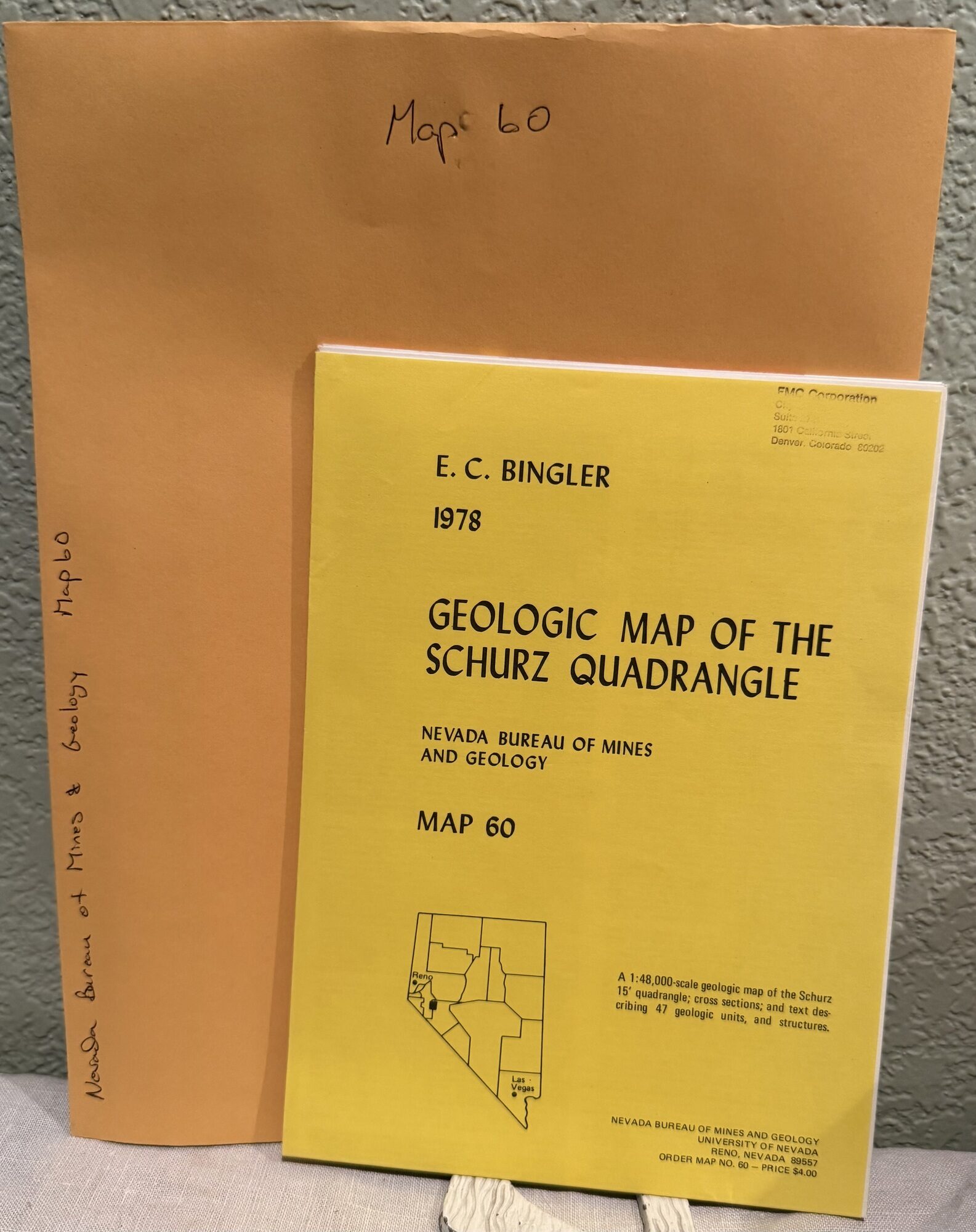 Geologic Map of the Schurz Quadrangle; Map 60. E. C. Bingler.