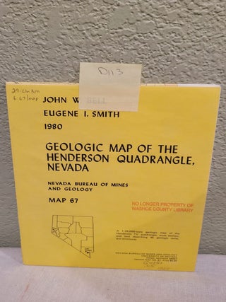 Item #D113 Geologic Map of the Henderson Quadrangle, Nevada, Nevada Bureau of Mines and Geoogy...