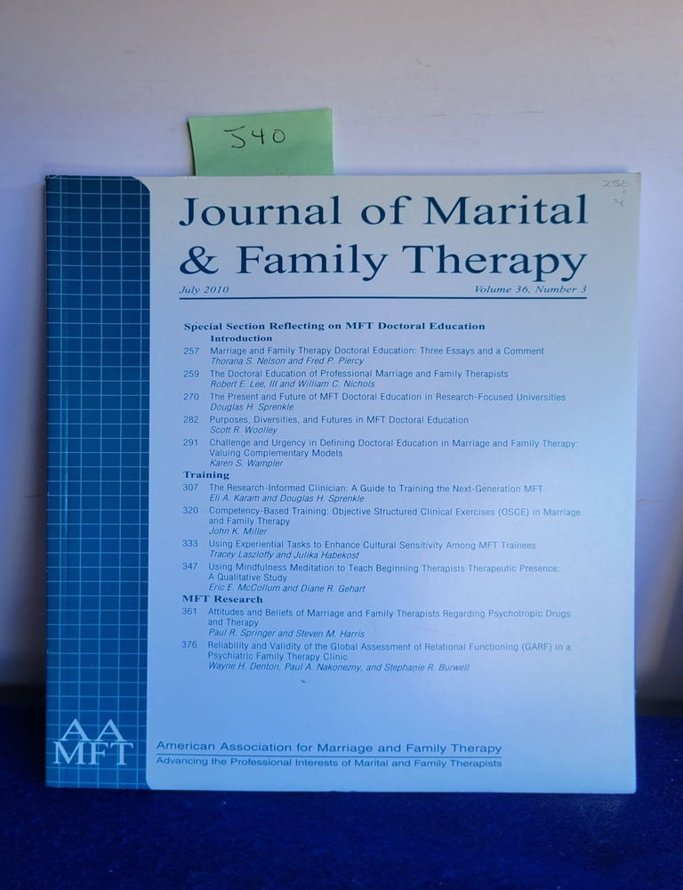 Item #J40 Journal of Marital & Family Therapy : July 2010, Volume 36, Number 3